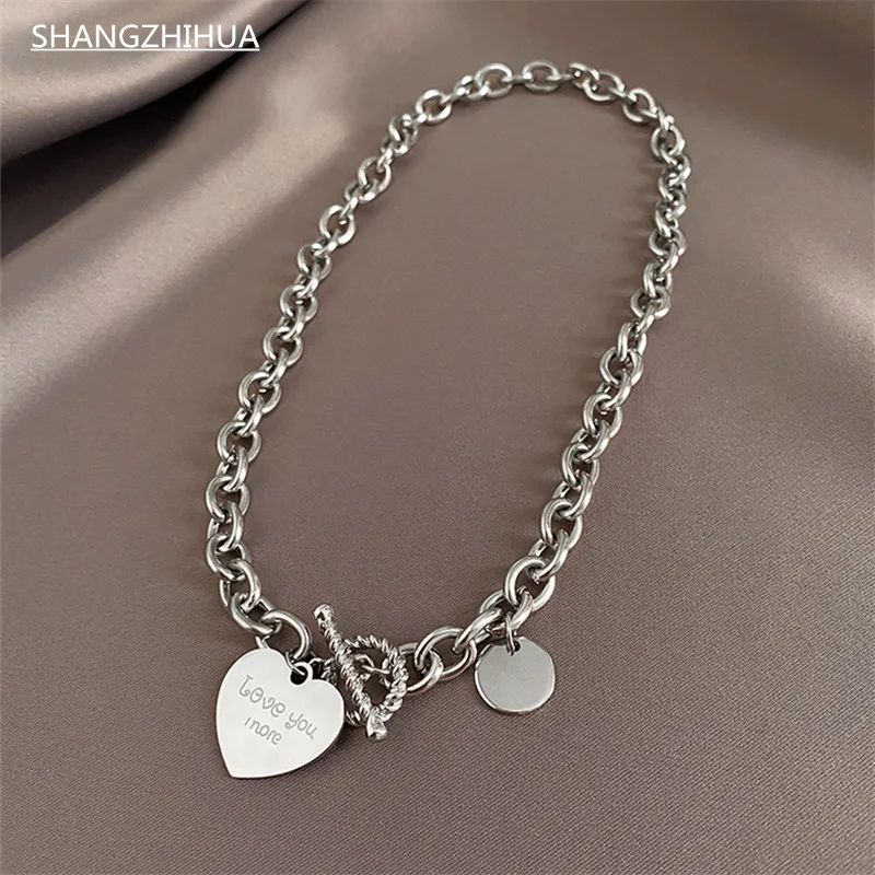 

2021 Hip hop pop cold wind retro chain heart pendant street shot trend necklace for women delicate and unusual gift accessories
