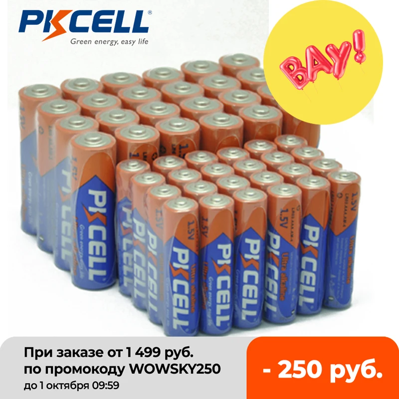 Комплект из 40 шт. щелочные батарейки PKCELL 20 AAA LR03 AM4 E92 LR6 AM3 E91 MN1500 AA 1 5 в для