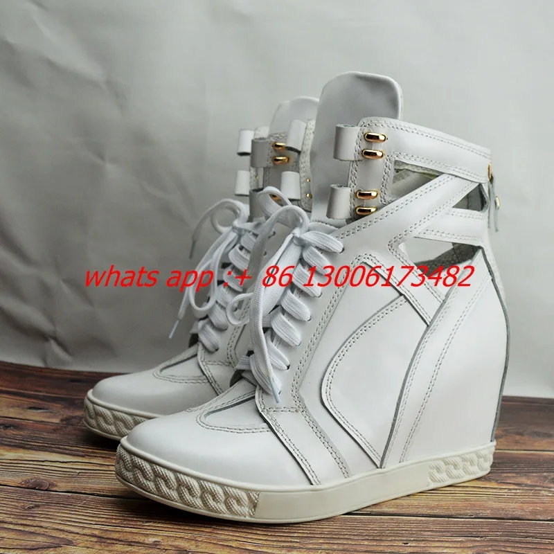 Дизайнерские Брендовые женские ботильоны на танкетке 8 см шнуровке | Обувь