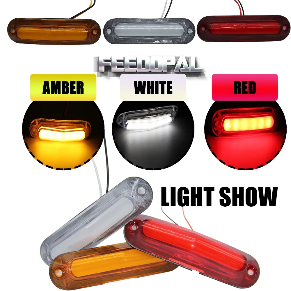 FEEDOPAL 4X 6LED красная овальная боковые габаритные светодиодный индикатор сигнала