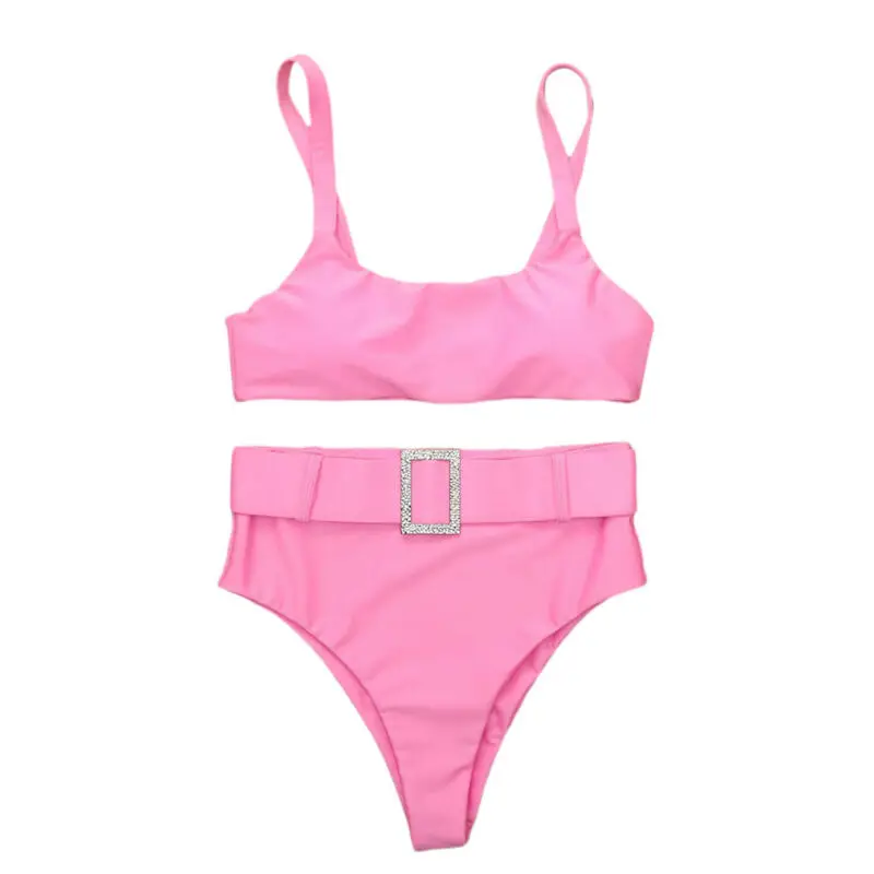 Комплект бикини с высокой талией женский купальник на бретельках u образным