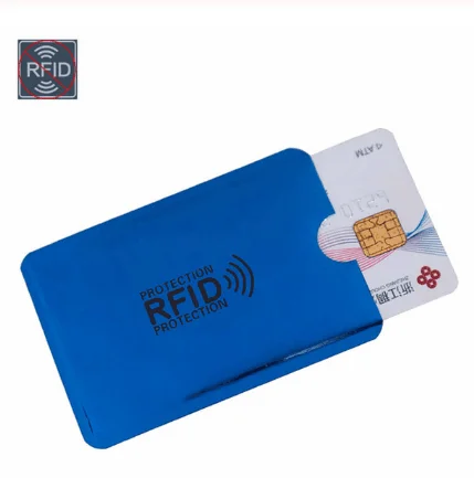 

10 units / pack Aluminum Silver Laser Anti Rfid Wallet Locking Lock Reader ID Card Holder Bank Card Business Credit Card