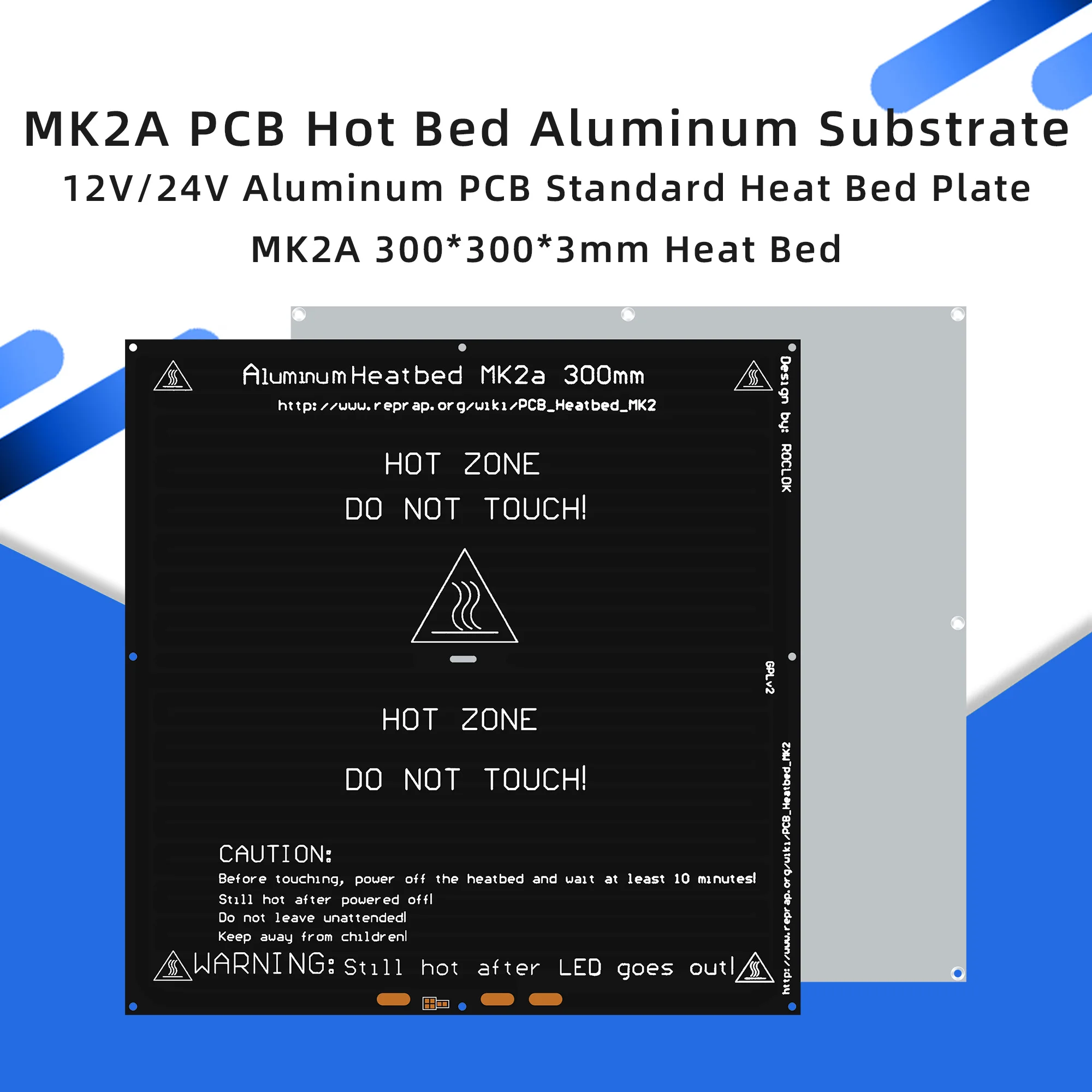 Алюминиевая стандартная Тепловая панель для 3D принтера Reprap MK2A 12 В и 24