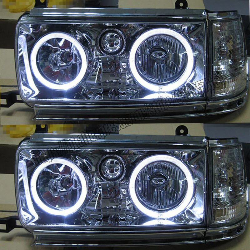 Для Toyota Land Cruiser LC 80 LC80 FJ80 FJ80G FZJ80 FZJ80G FZJ80J 1989-1997 светодиодные фары Angel Eyes LH + RH 2 шт.