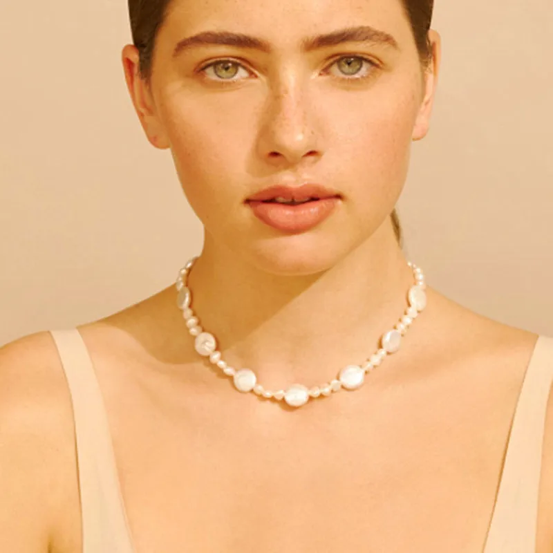 Ожерелье женское с пресноводным жемчугом короткое колье-чокер в стиле барокко