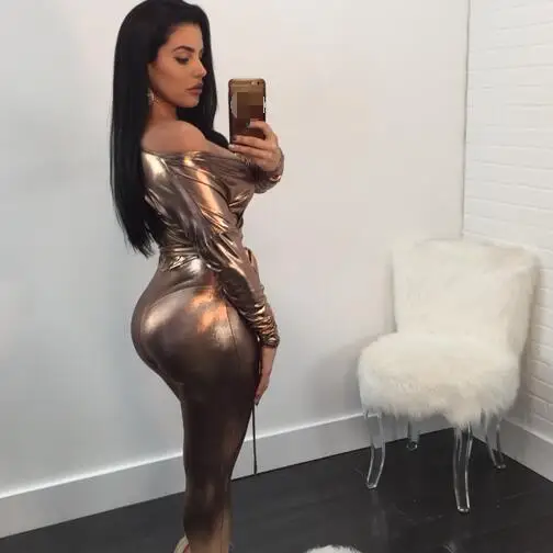 Сексуальный облегающий женский комбинезон из искусственной кожи с глубоким