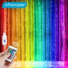 Xflamper 3x3 м оконная гирлянда штора, занавеска, гирлянда, 300 светодиодов RGB, сказосветильник свет s 16 цветов, 4 режима света с пультом дистанционного управления для праздничного декора