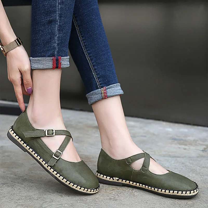 

VALLU 2020 spring and summer new literary fresh round head women's shoes chic double cross shoe buckle sandals