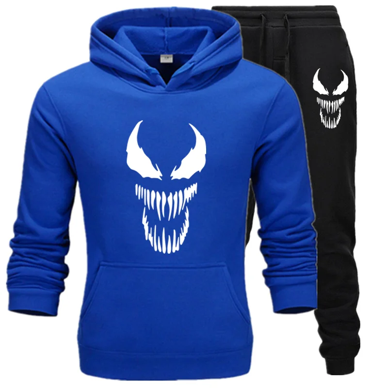 Venom спортивные костюмы для мужчин осень/зима толстовки+ брюки костюм Весенняя Толстовка Спортивная комплект Мужская толстовка с капюшоном для молодых студентов