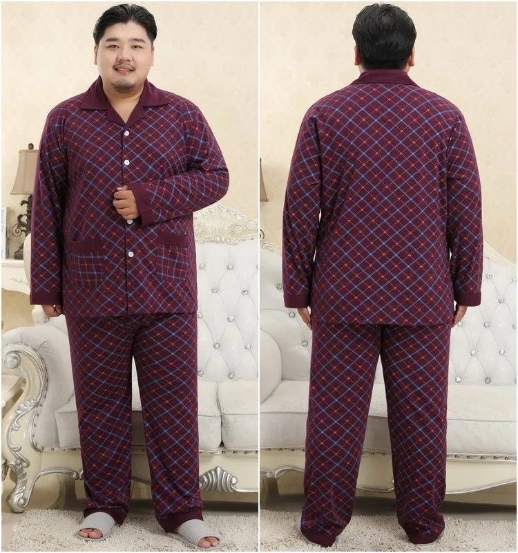 Новая распродажа 140 кг XXXXXL плюс размер хлопок пижамные комплекты мужские пижамы простые пижамы homme Повседневная Ночная одежда для мужчин