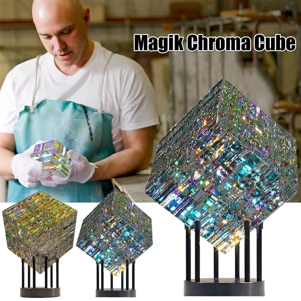 

Горячая Желтая синяя Волшебная кубическая Статуя Украшение Magik Chroma кубическая стеклянная скульптура
