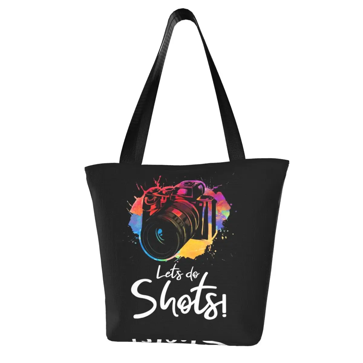 

Let's Shoot водонепроницаемая цветная сумка для покупок с буквами модная смешная сумочка женские сумки для покупок