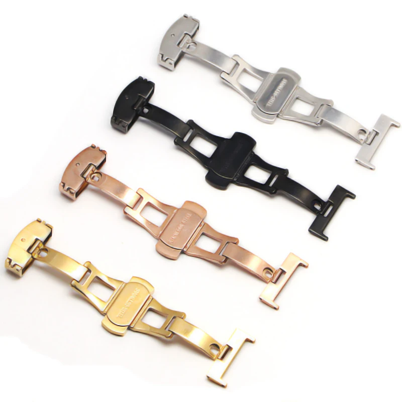 Butterfly Deployment Buckle Automatic Double Click Stainless Steel Clasp Strap For Watch Band 16mm18mm 20mm 22mm watchband Clasp