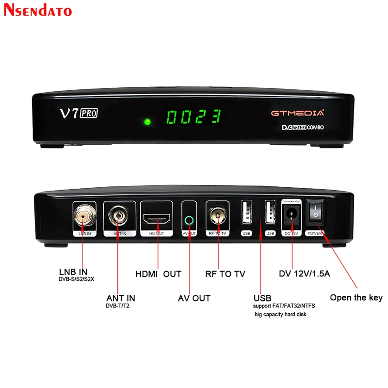 GTmedia V7 PRO Combo Dvb T2/S2 Спутниковый ресивер (USB Wifi) Поддержка H.265 PowerVu Biss Key Ccam Newam Youtube 1080P
