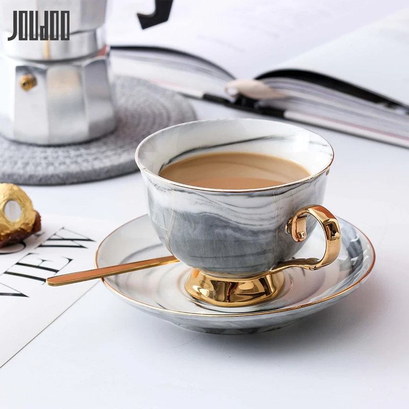 Мраморный узор семейный набор чашка для влюбленных блюдце подарок пар утренняя