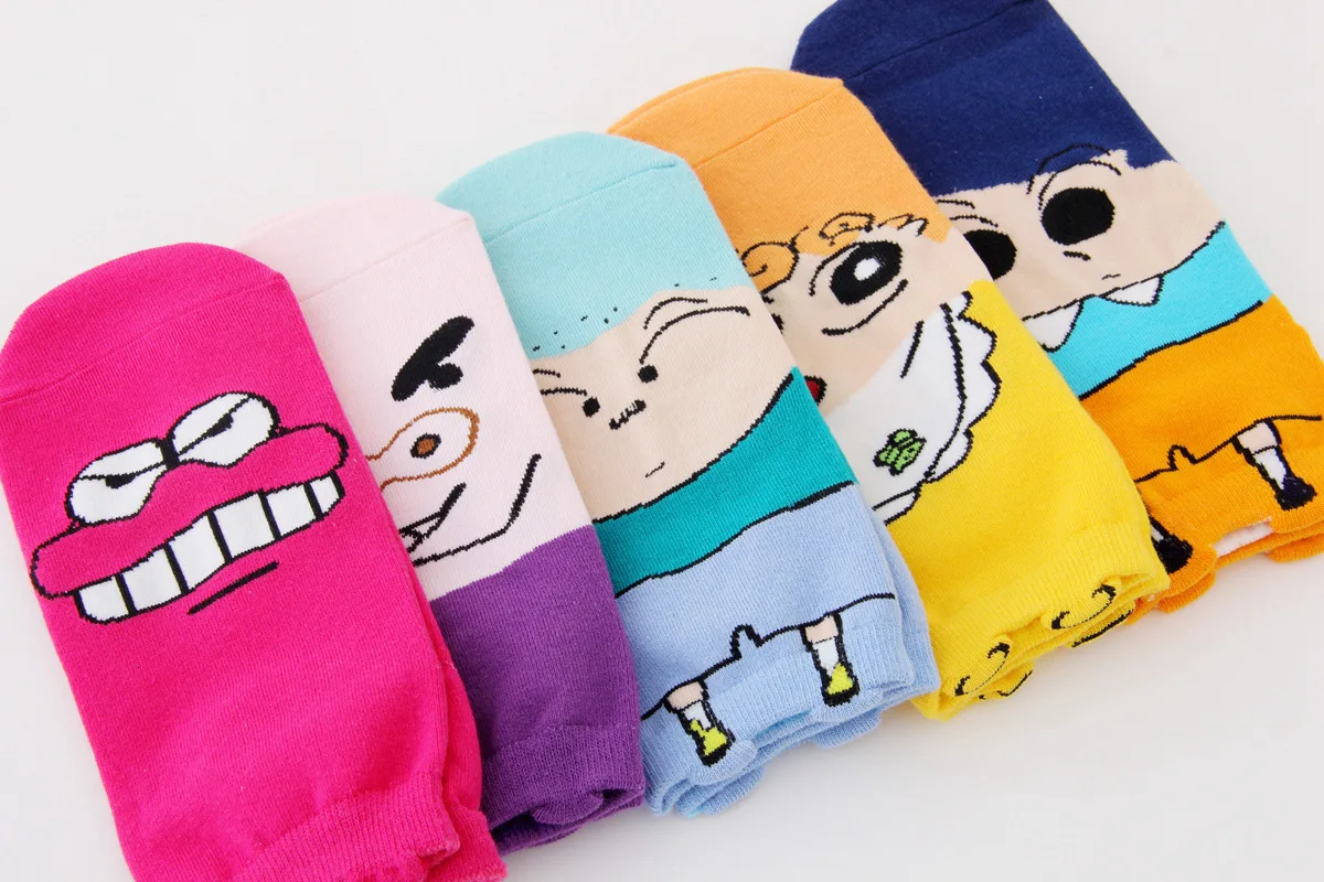 Новинка, милые носки с 3D принтом собаки поросенка, забавные носки, унисекс, Sox Crayon Shin Chan Femmes, мужские короткие носки, цветные дышащие