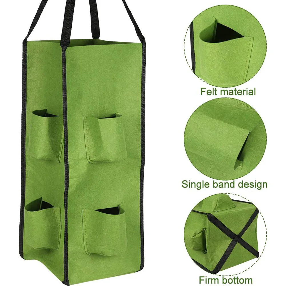 

Hanging Growing Bags Felt Planting Bag Strawberry Planter with 8 Pockets Cultivation Container for Fruit Flowers Vegetable