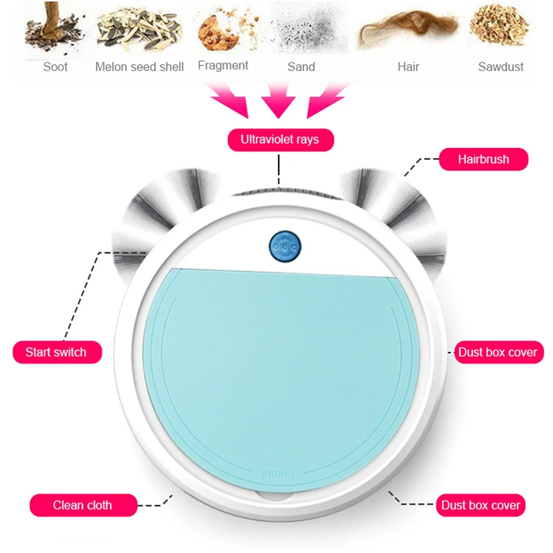 

Fully Automatic 4-in-1 Smart Robot Vacuum Cleaner 3200pa USB Charging Sweeping Robot Dry and Wet Mop UV Disinfection Cleaner