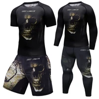 mens sportswear compression suit mma boxing rashguard workout gym clothing joggers training fitness tight tracksuit running set