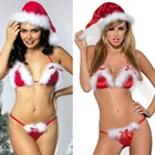 Рождественское сексуальное соблазнительное белье для девушек, сексуальное нижнее белье, сексуальное трехконечное бикини с вырезами для ролевых игр