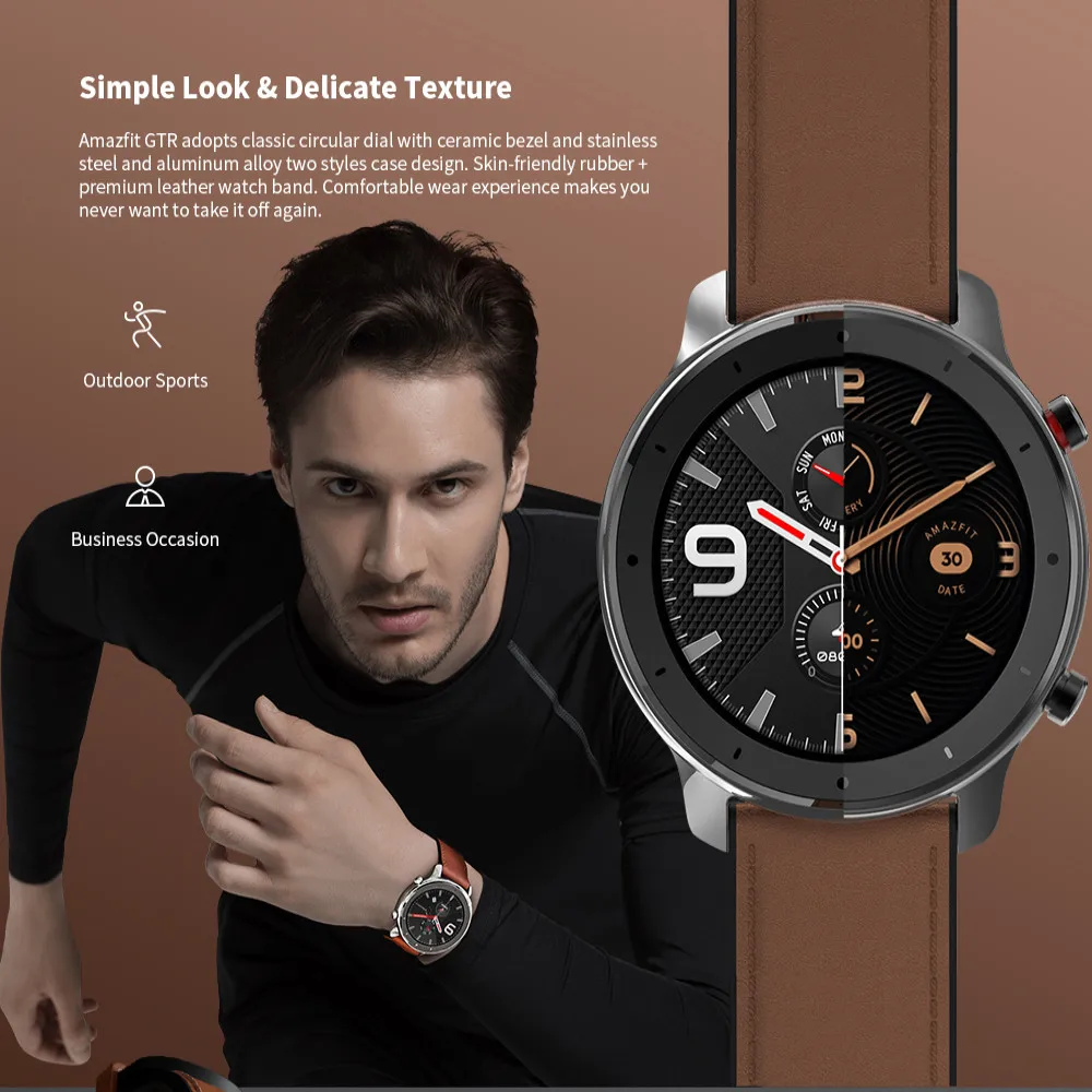 Глобальная версия Amazfit GTR 47 мм Смарт часы с gps 5ATM Водонепроницаемость 24 дня Срок