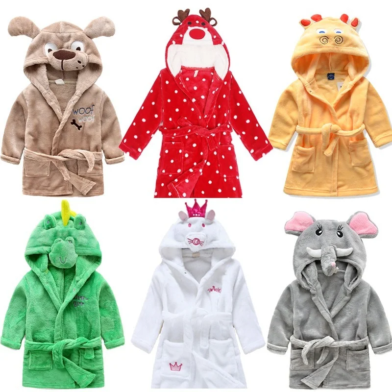 Roupão de Flanela para Crianças Roupa de Caseira Roupa de Natal para Meninos e Meninas 3d com Estampa de Animais Robe Coral Dinossauro Unissex