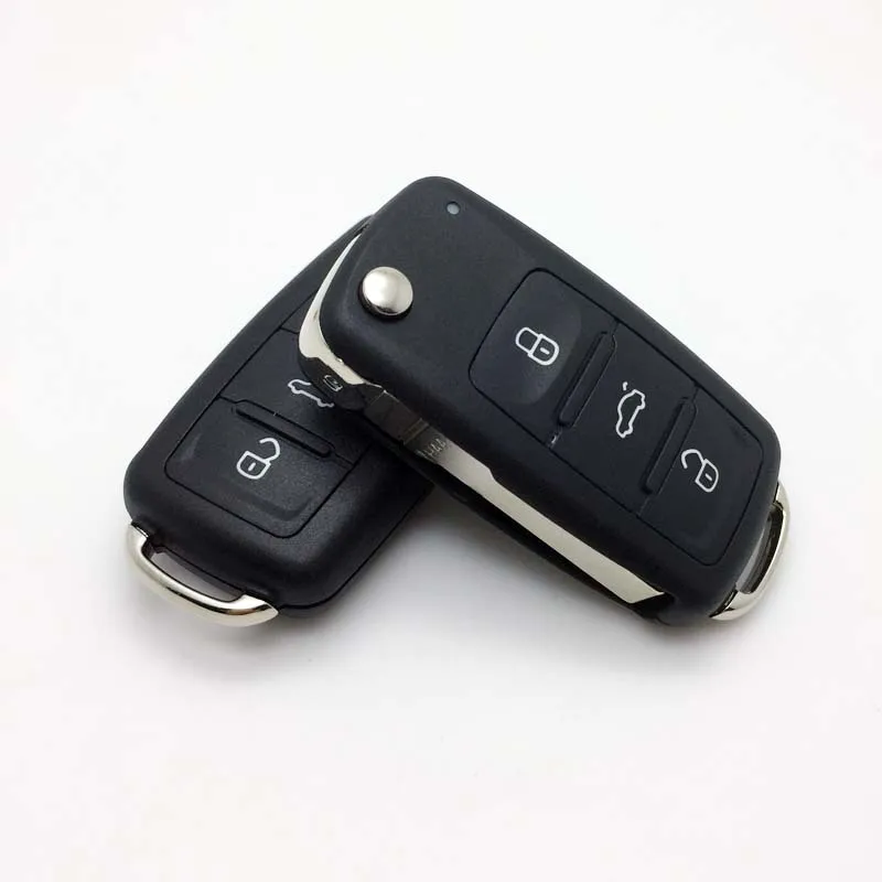 

NEW 3 Button Flip Fob Remote Folding Key Shell for VW VOLKSWAGEN Tiguan Golf Sagitar Polo MK6 Uncut Blade Fob with logo