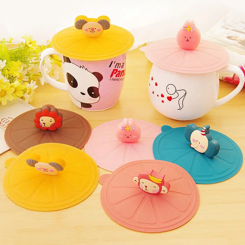 

10.8cm Cute Animal Silicone Leakproof Dustproof Sealed Coffee Mug Cup Lid Cover