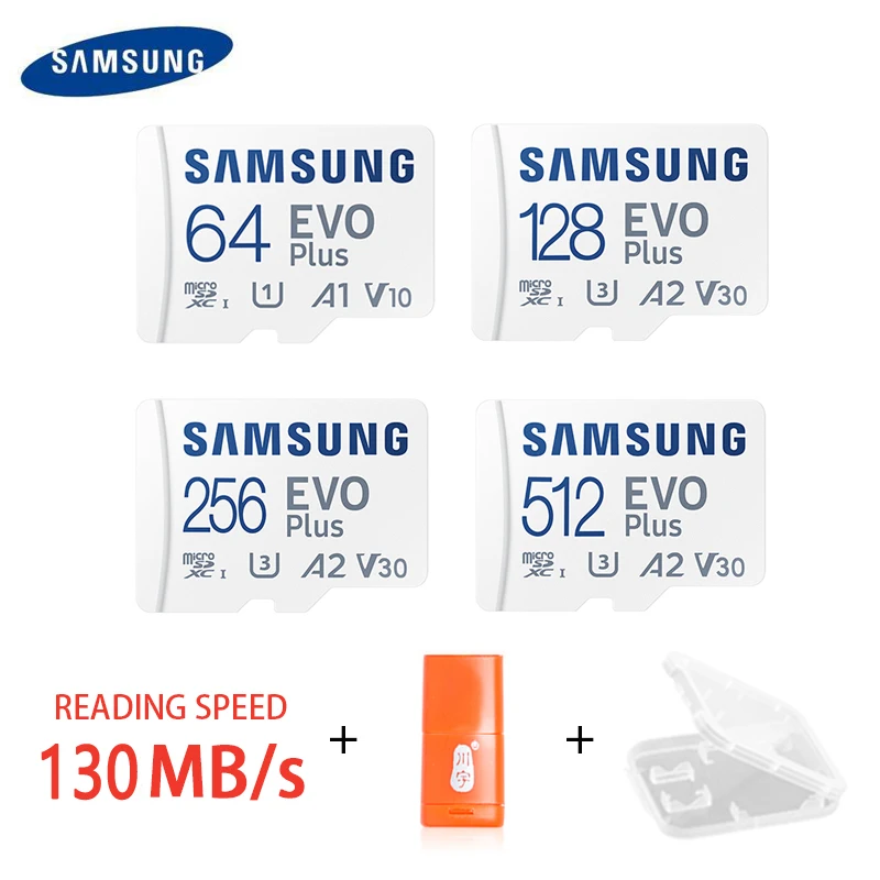 

New Product SAMSUNG 64gb 128gb 256gb 512gb TF(MicroSD) EVO Plus 4K U3 V30 A2 Read 130MB/s high-speed console tablet MEMORY card