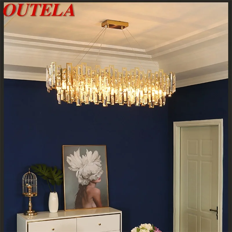 

Люстра OUTELA Золотая Роскошная овальная Подвесная лампа постмодерн светодиодный светильник для дома гостиной столовой