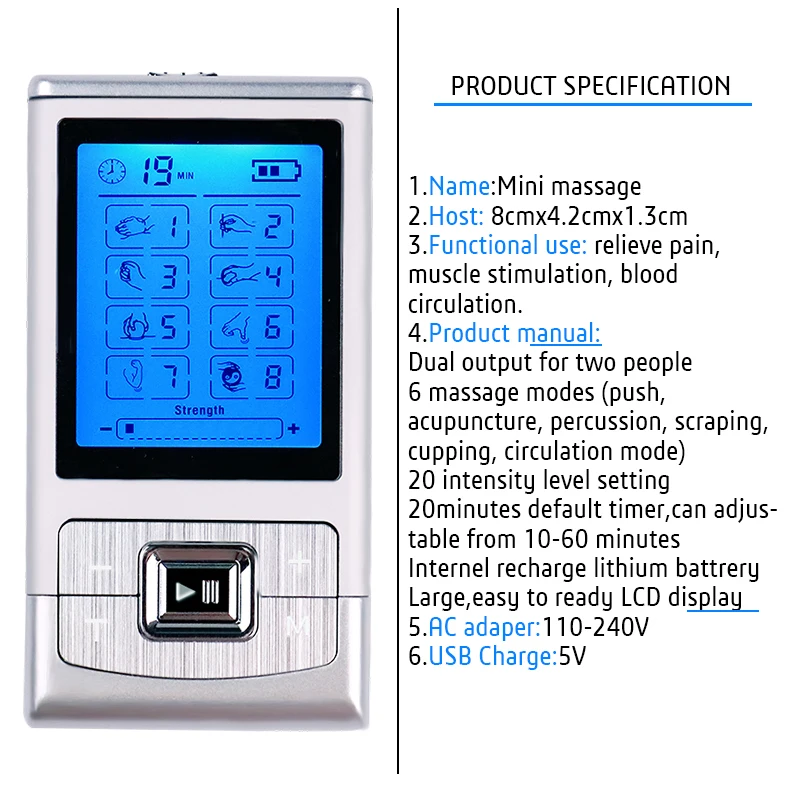 Tens ems массажёр электростимулятор мышц электростимулятор физиотерапия машина двухканальный выход