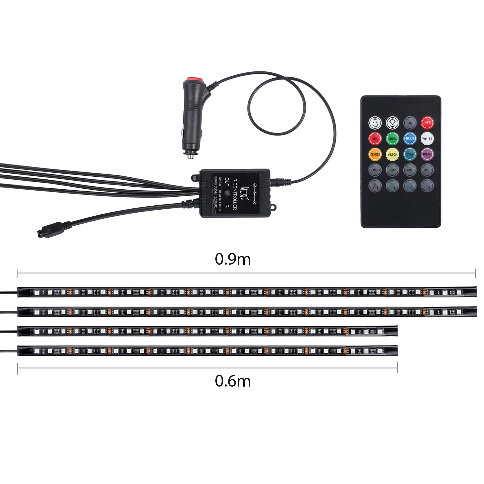 4x RGB 5050 Светодиодный 8 цветов под автомобильную трубу светящийся неоновый