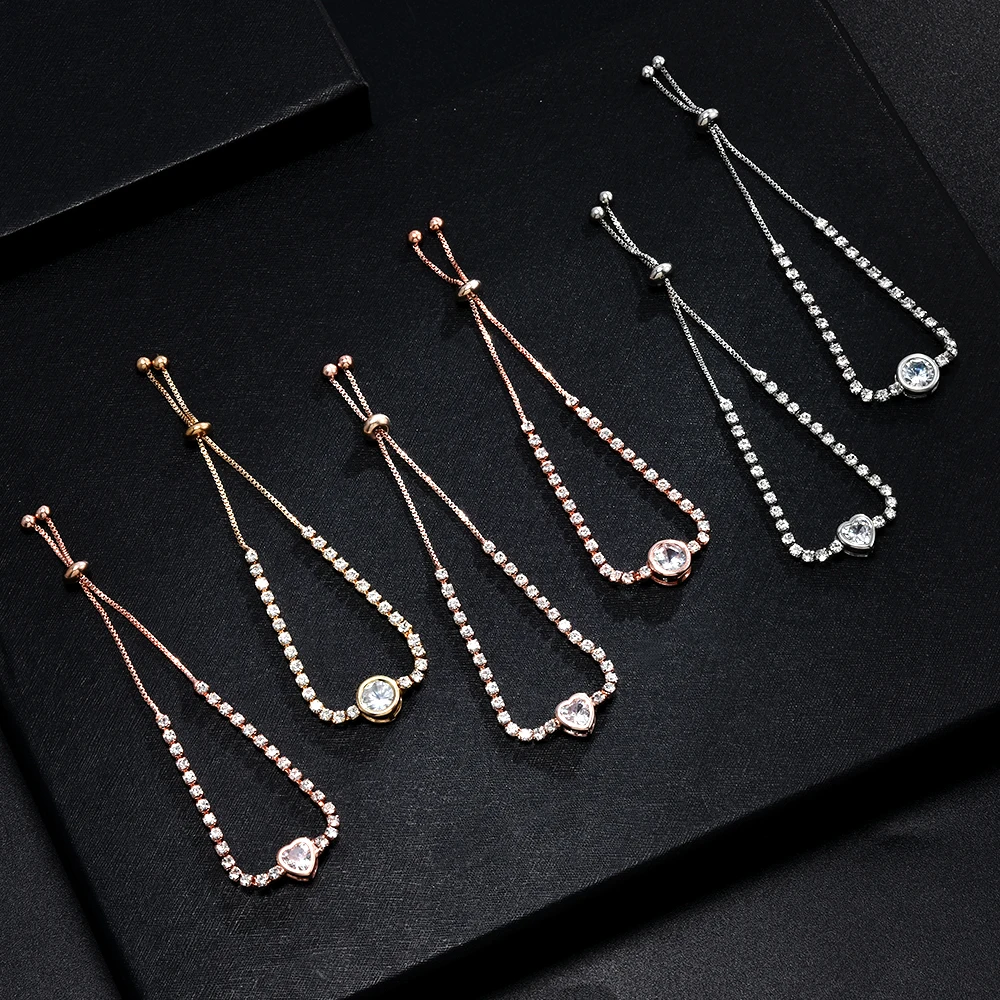 Женский браслет в форме сердца с круглым браслетом простой милый цепочка