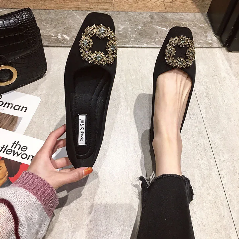 

Женские туфли в Корейском стиле, повседневные туфли на плоской подошве, с квадратным носком и закрытым носком, весна-осень 2021