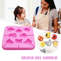 ice pop stencil cartoon animal candy pops silicone casting die soft baking pan for diy craft cookies chocolate 8 cells ta