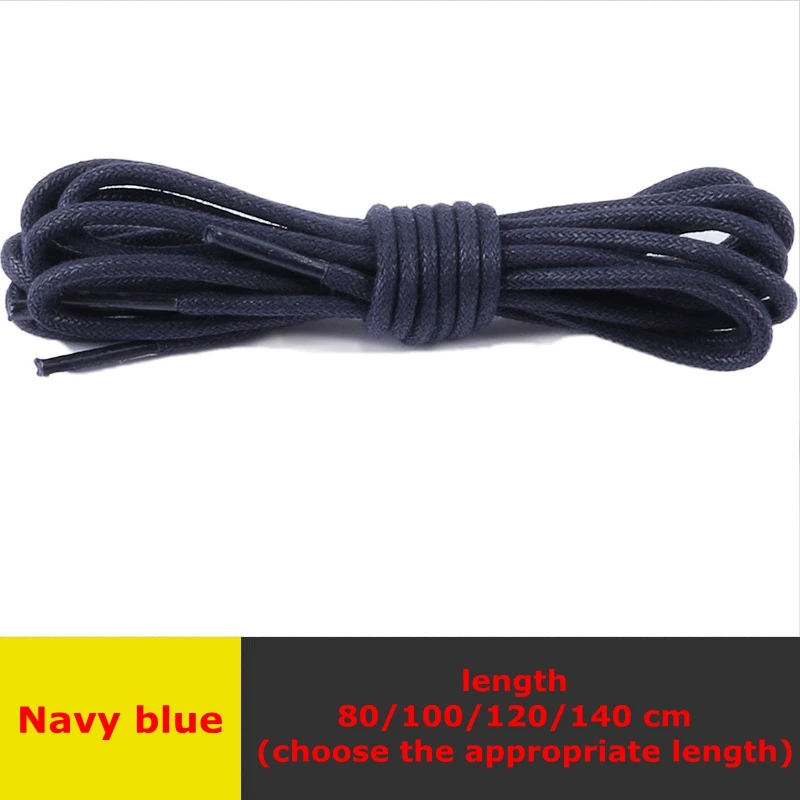 Navy blue 1 пара из вощеного хлопка круглые шнурки для ботинок кожаные Водонепроницаемый шнурки Для мужчин ботинки martin шнурки шнурке Длина 80/100/120/140 см - Цвет: Navy blue