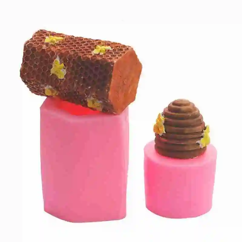 

3D Bee DIY Honeycomb Silicone Chocolate Cake Mold Decoration Candle Handmade Soap Mould Tool Pink Color 2 Model Can Choose