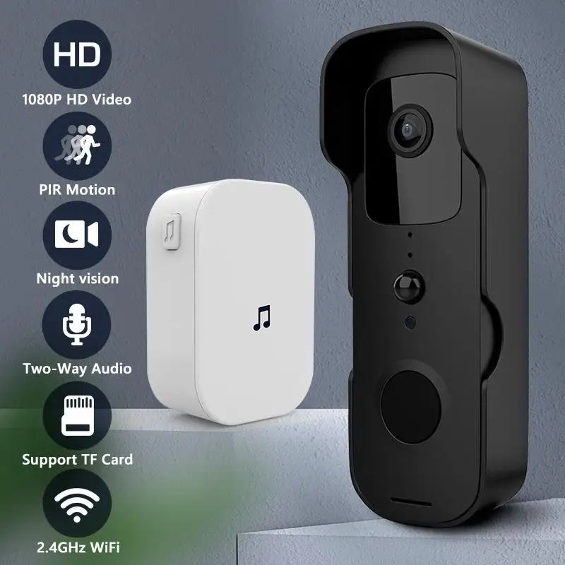 Видеодверной звонок IP54 Водонепроницаемая камера Визуальный интерком Звонок с ночным видением IP WiFi Умный беспроводной звонок для дома камера безопасности.