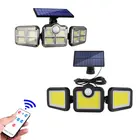 171 COB Солнечный СВЕТОДИОДНЫЙ светильник Открытый датчик движения настенный светильник 3 головки 270 широкоугольное освещение водонепроницаемый свет s для сада гаража новогодние украшения 2022  гирлянда уличная Датчик