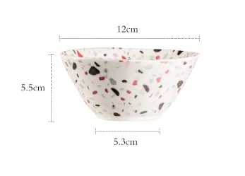 Terrazzo Dinner Plates Dessert Dishes Bowl Tableware Sets Salad Bowl Ceramic Plates - Color: 120mm