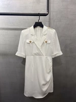 summer new 2021ss women v neck white short sleeve high quality dress for ladies ddxgz2 4 14