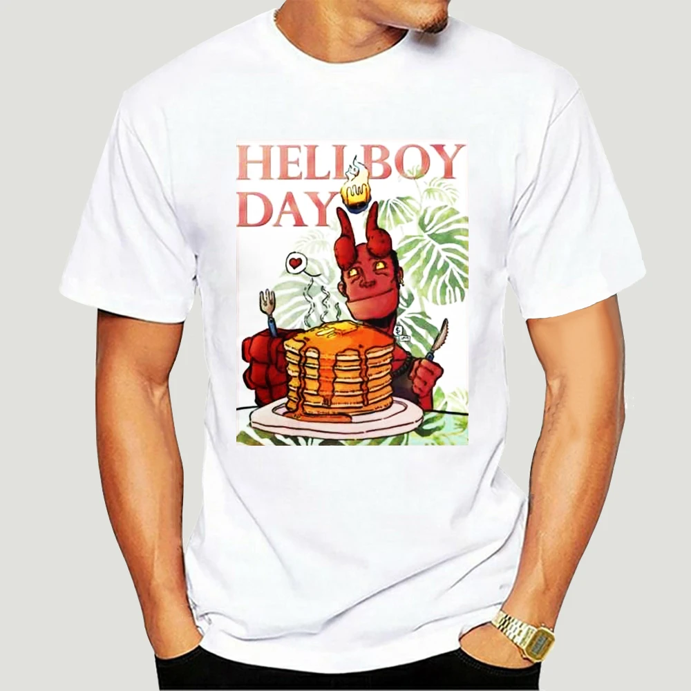Уникальный Хеллбой день футболка Для мужчин Круглый вырез футболки короткий