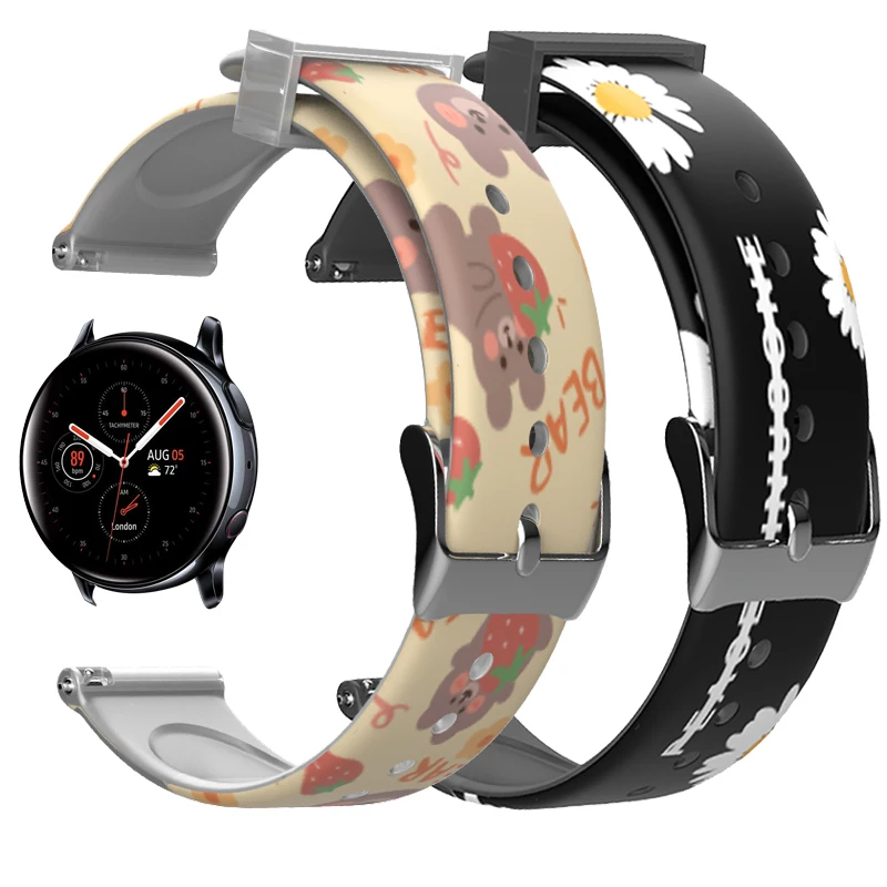 

Силиконовый ремешок для Galaxy Watch 4 3 41/45 мм, мультяшный браслет для Samsung Galaxy 42/46 мм Active 2, 22 мм 20 мм