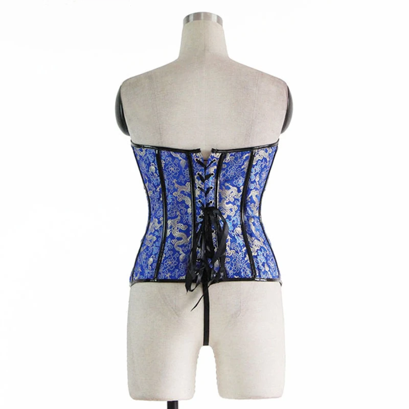 Сине-зеленый корсет из парчи с пряжкой для бурлеска одежда в готическом стиле