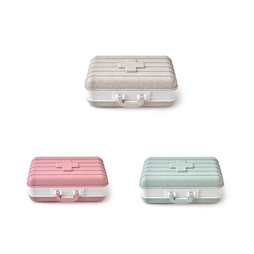 1 шт. пшеничная соломенная разлагаемая коробка для таблеток Дорожный комплект