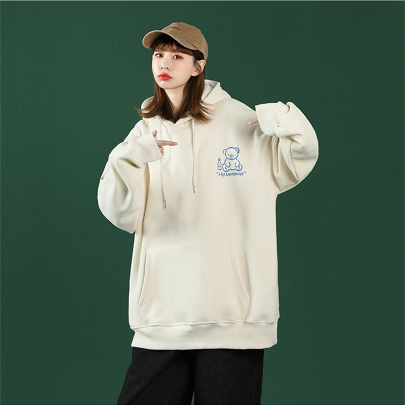 

Women's Sweatshirt Spring Autumn Hooded Sweatshirts Solid Casual Loose Women's Hoodie Street Kawaii Clothes Women Pulovers 2021