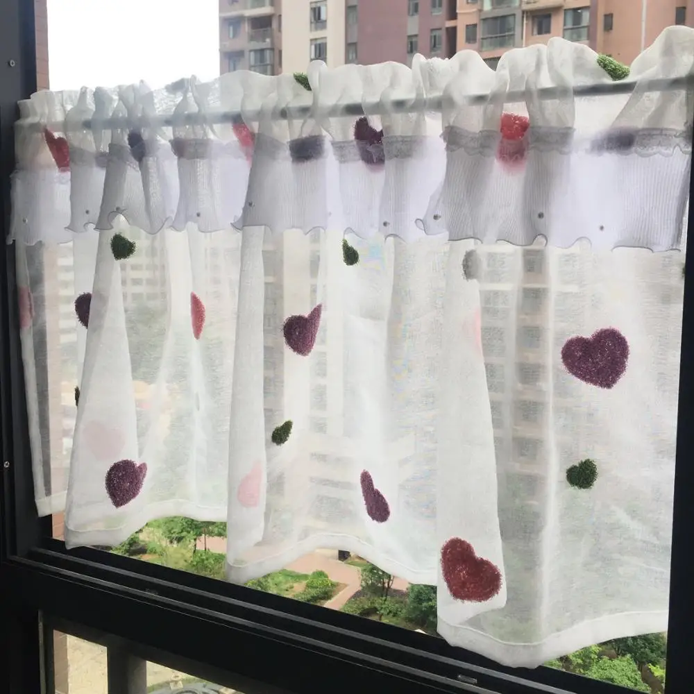 Шторы розовые с надписью Love кружевные жемчужины прозрачные шторы для маленьких