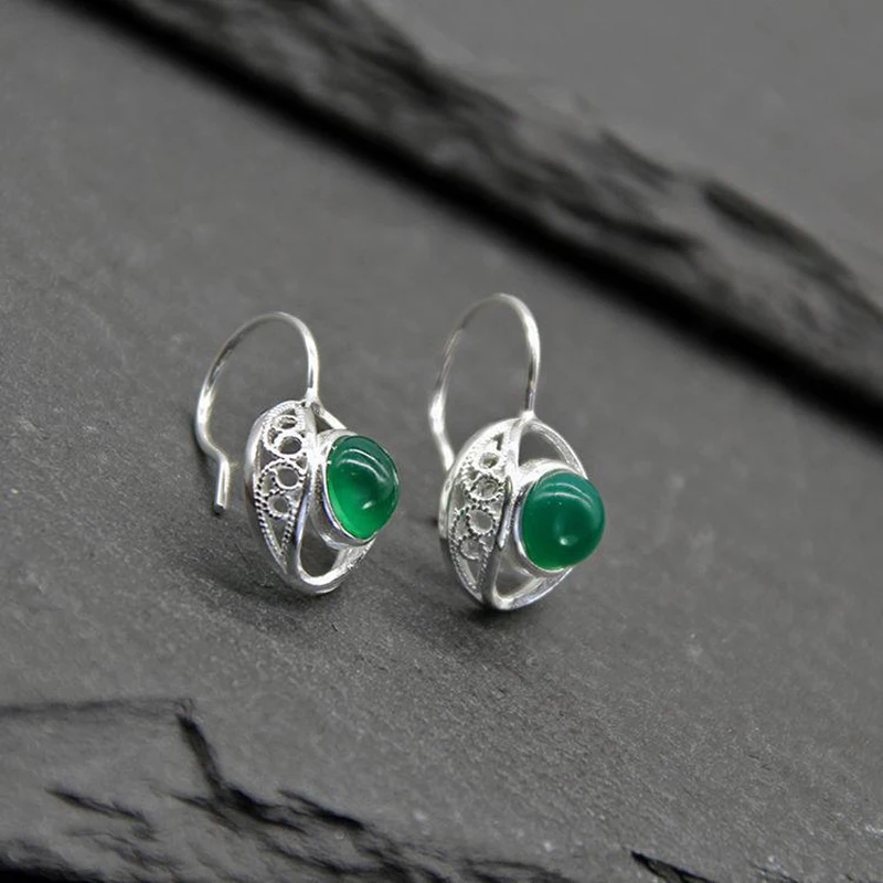 Серьги в этническом стиле серебряные украшения с узором ретро | Украшения и