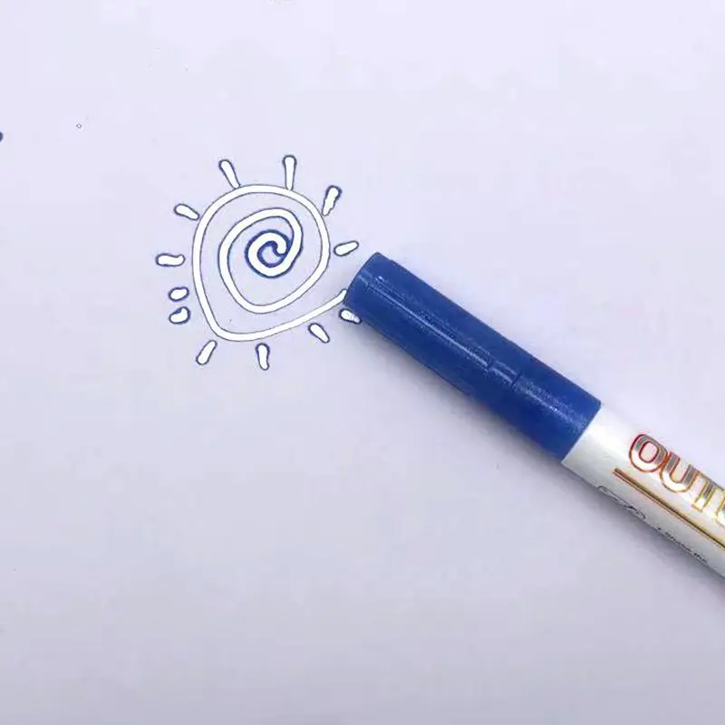 Double Line Fluorescent Paint Markers Glitter Marker Pen 12 Colors Whiteborad Round Toe Hand Account Outline | Канцтовары для офиса