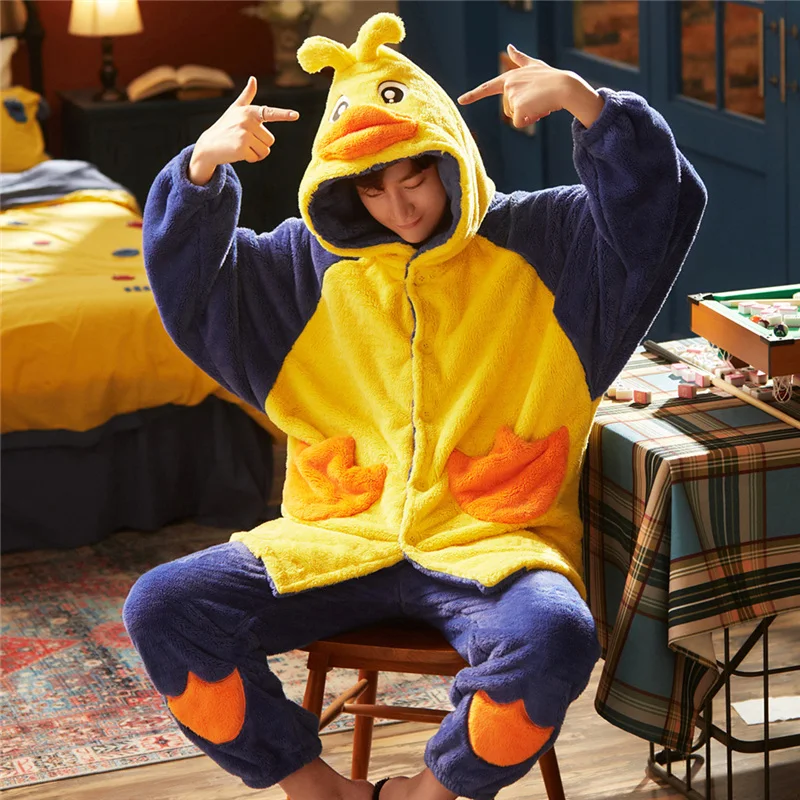 Мужские пижамы фланелевые для отдыха зимний Пижамный костюм мужские теплые